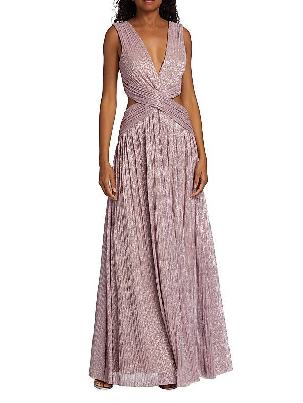 Robe longue fendue à col en V