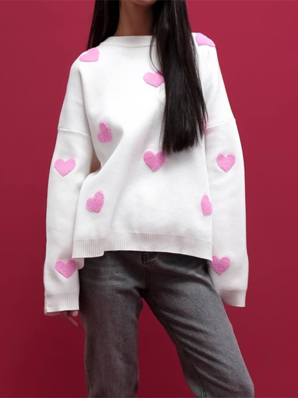 Sweat-shirt en tricot coeur