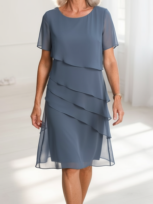 Juliette | Fluid Ruffle Elegance Dress Blue