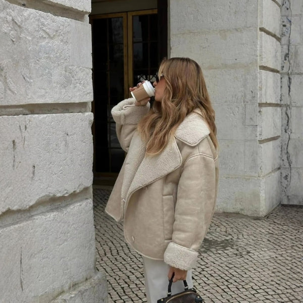The Arianne Sherpa-Lined Faux Leather Jacket
