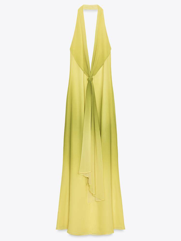 Robe longue moulante dos nu à lacets et col licou