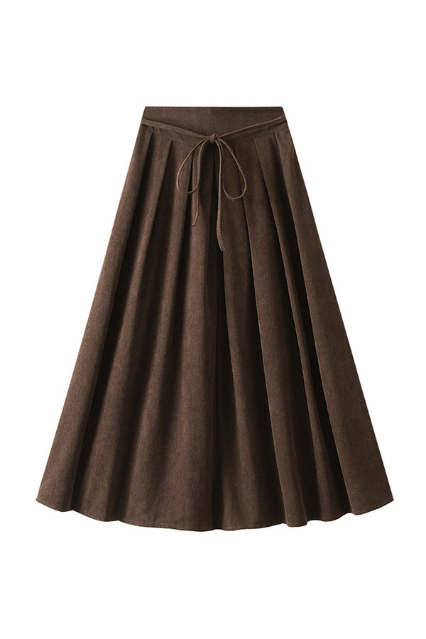 high waist pleated skirt dark coffee one size