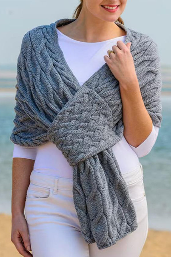 Fashionable women's knitted shawl scarf Grey One Size