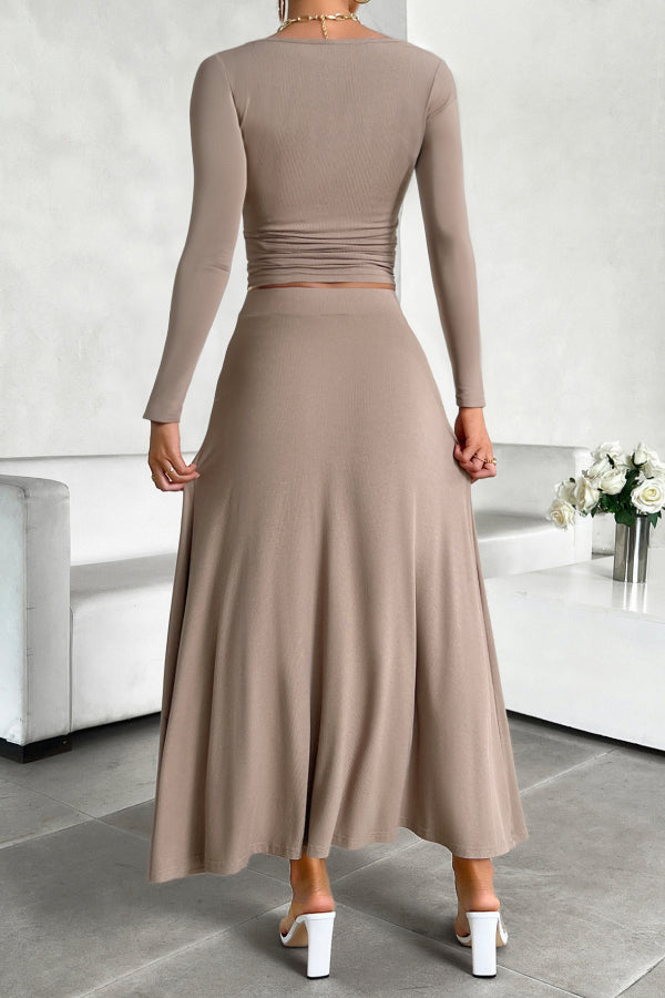 Women's Solid Color Slim Fit Two Piece Set