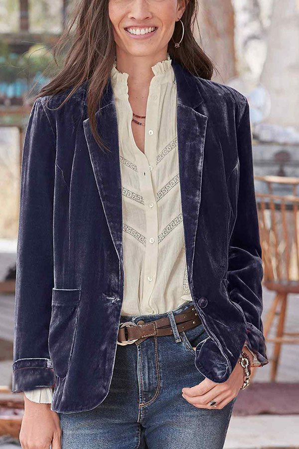 Gold velvet crop top small suit jacket Purple