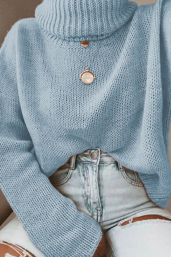 turtleneck pullover sweater Blue