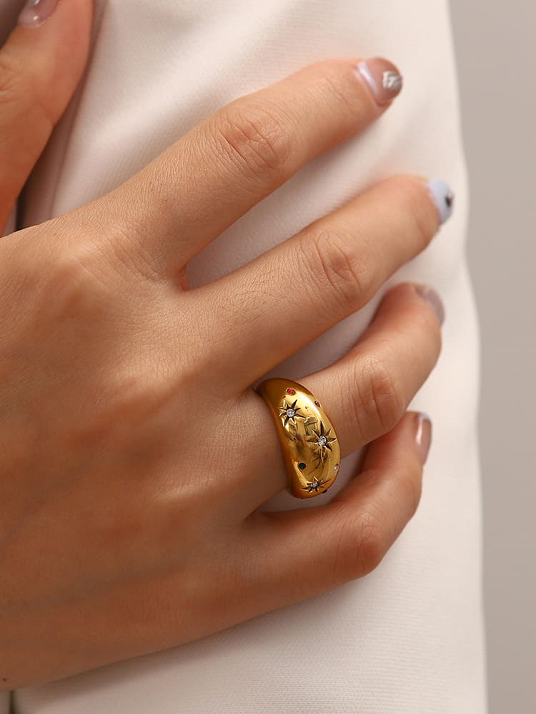 Starry Night Dome Ring Gold one size