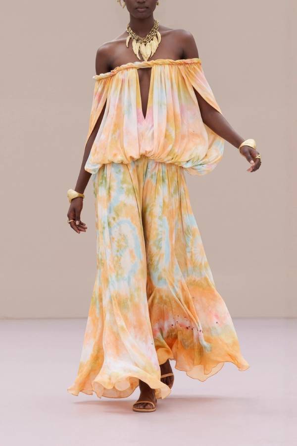 Off-the-Shoulder Cutout Wide-Leg Dress