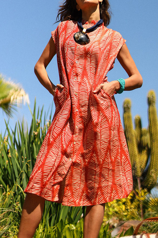 NUBIA ETHNIC DRESS coral
