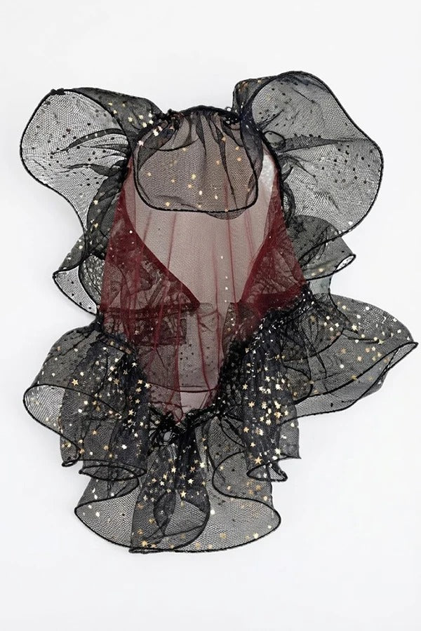 Black Multi-layered Ruffled Tulle Headband