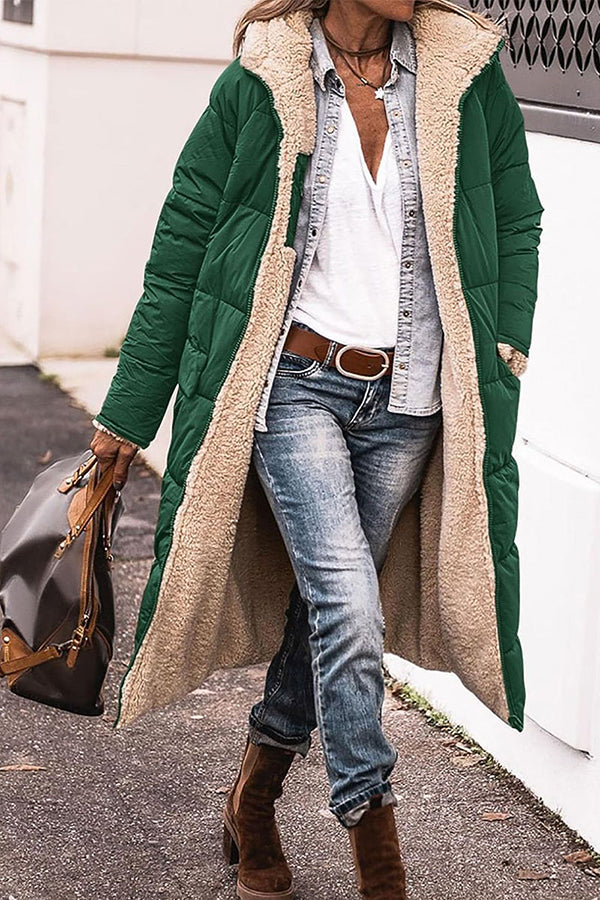 Casual Street Solid Patchwork Hooded Collar Outerwear Green