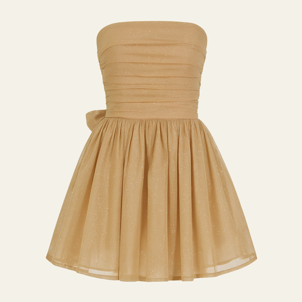 The Amalfi Party Sparkle Bow Mini Strapless Dress