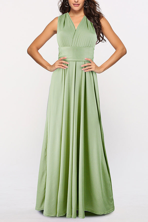 Multi-Way Multi Rope Crossover Backless Sexy Bandage Dress Green L