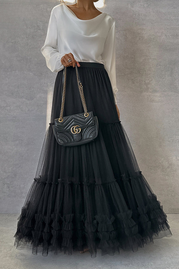 BLACK TULLE MAXI SKIRT Black