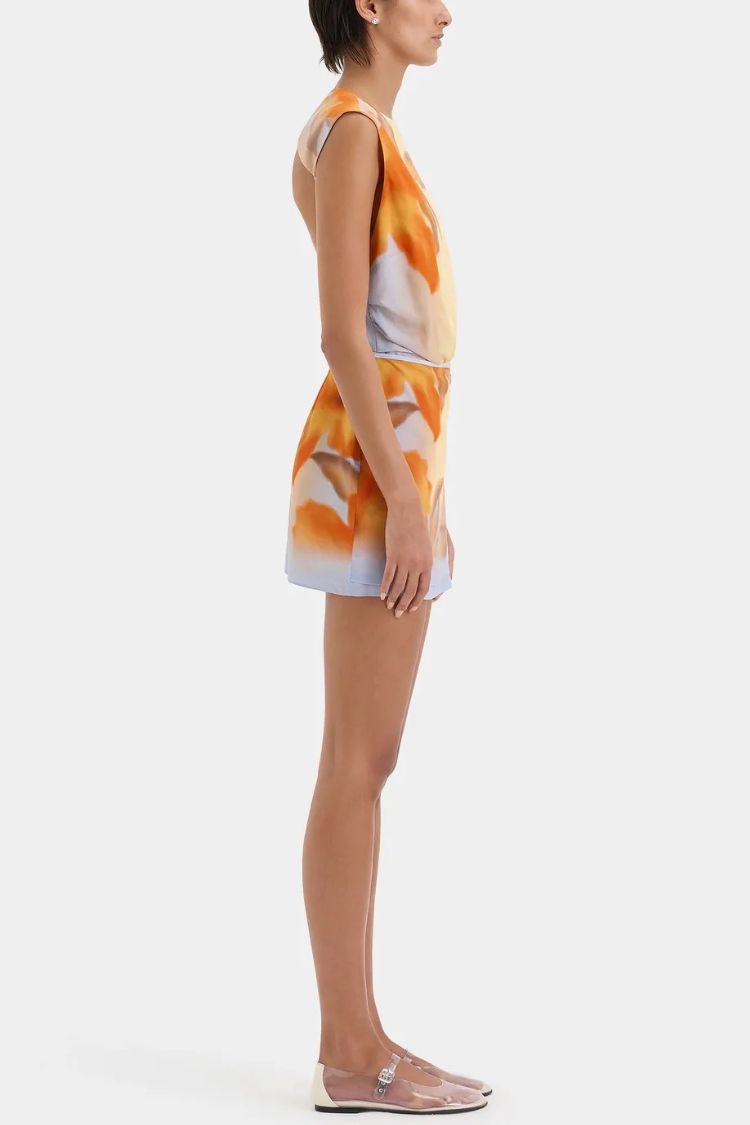 Serene Floral Print Wrap Tie-up Backless Lightweight Mini Dress