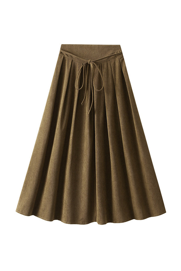 high waist pleated skirt Khaki one size