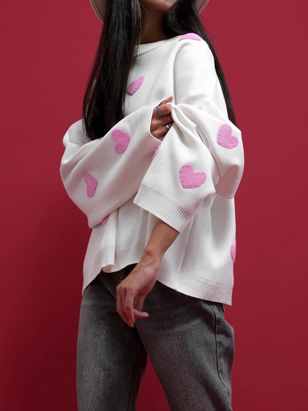 Sweat-shirt en tricot coeur