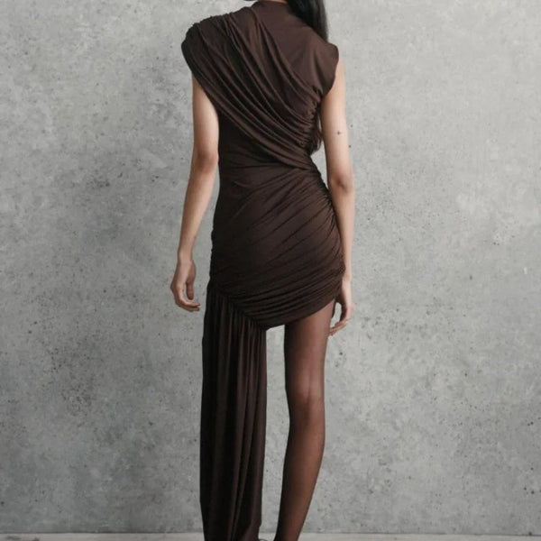 The Verona Evening Draped Asymmetric Mini Dress