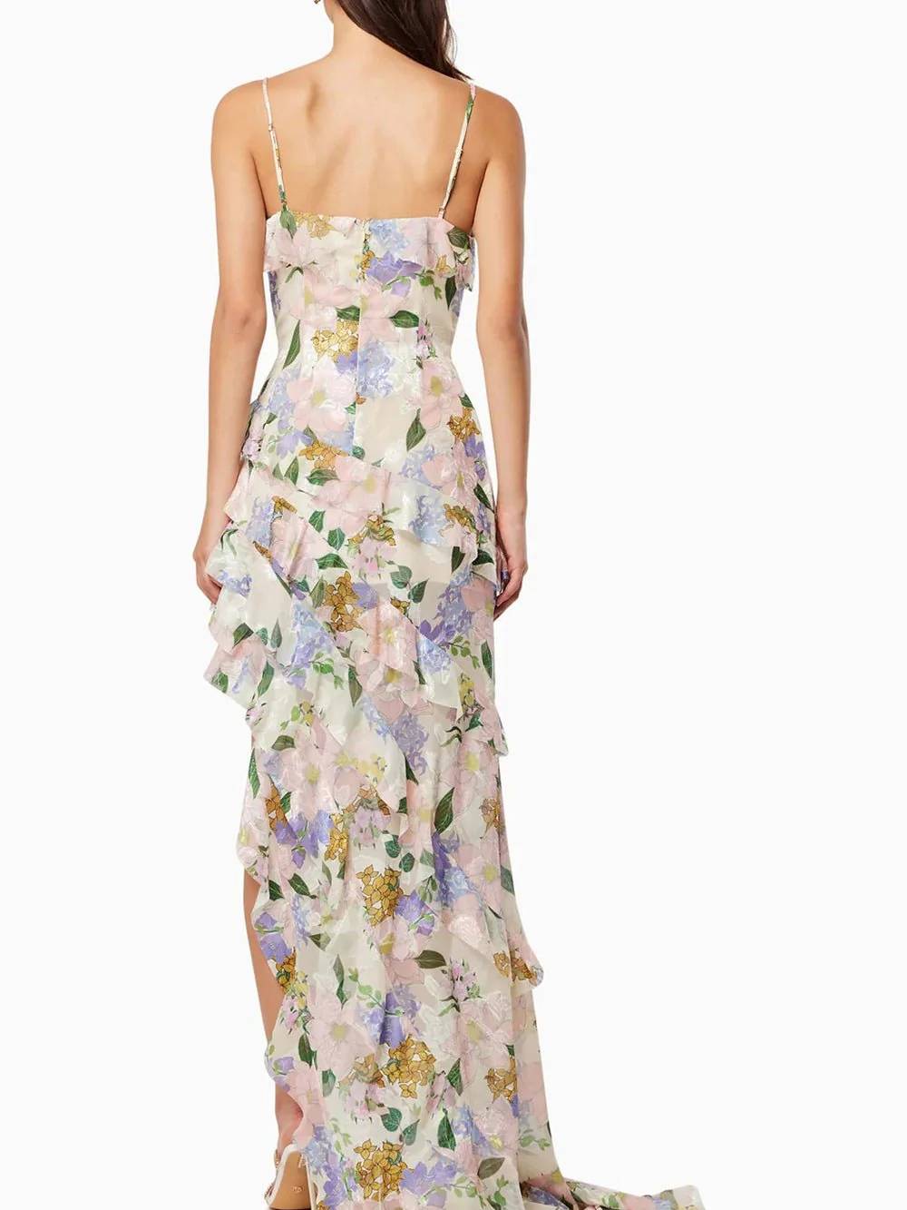 Robe à volants imprimée à bretelles