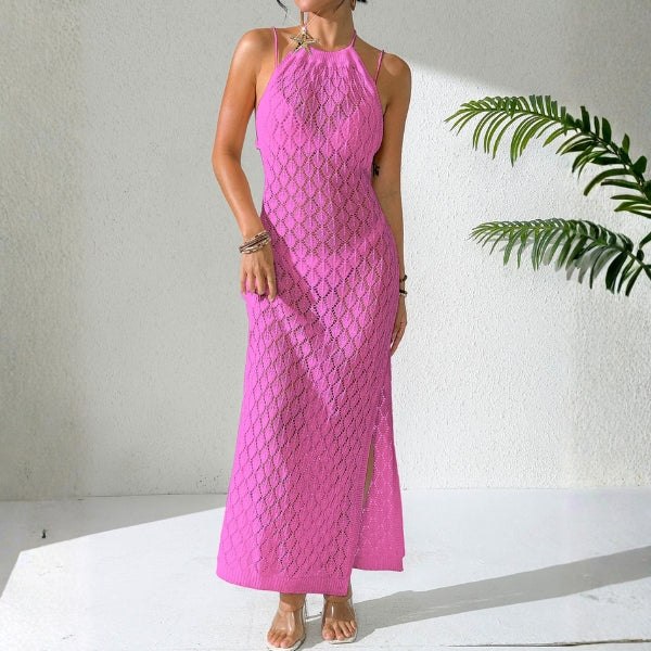 The Shoreline Halter Crochet Dress