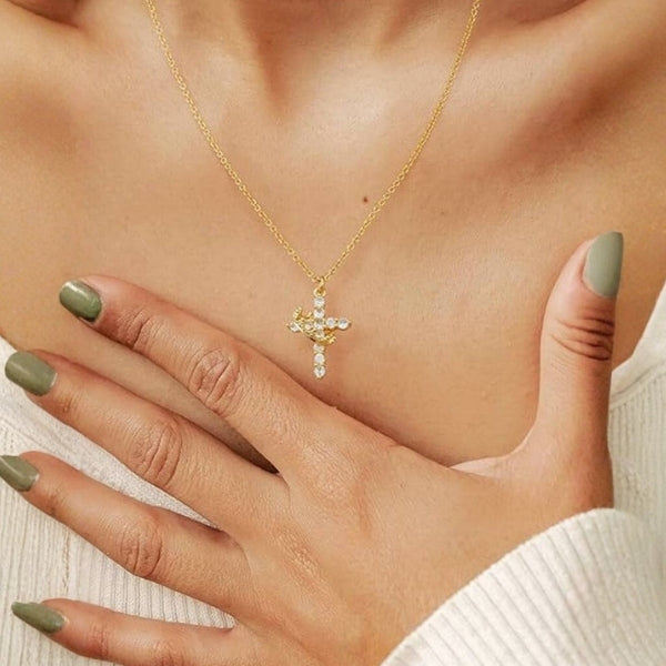 The Verona Crystal Cross Pendant Necklace