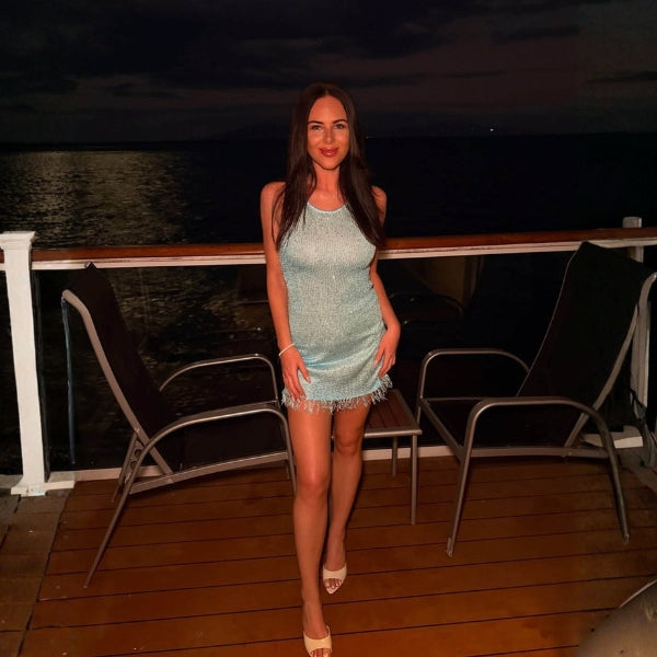 The Mykonos Fringe-Hem Knit Mini Dress