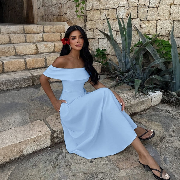 The Santorini Off-Shoulder Maxi Dress