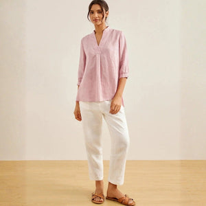 The Santorini Split-Neck Eco-Linen Shirt