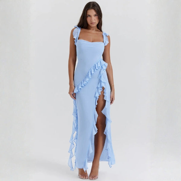 The Marbella Evening Ruffle Maxi Dress