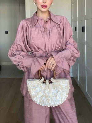 Chemise ample avec ceinture et pantalon large