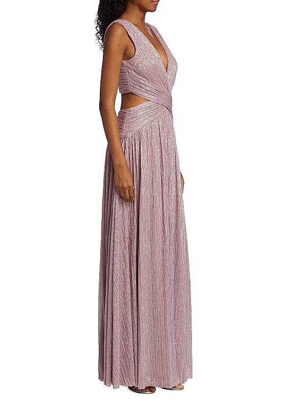 Robe longue fendue à col en V