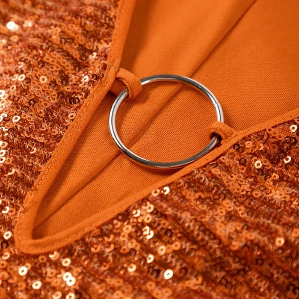 The Riviera Ring-Front Sequin Mini Dress