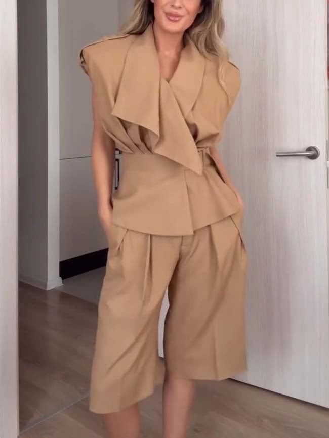 Vintage Gürtel Weste und Shorts Set - Weste