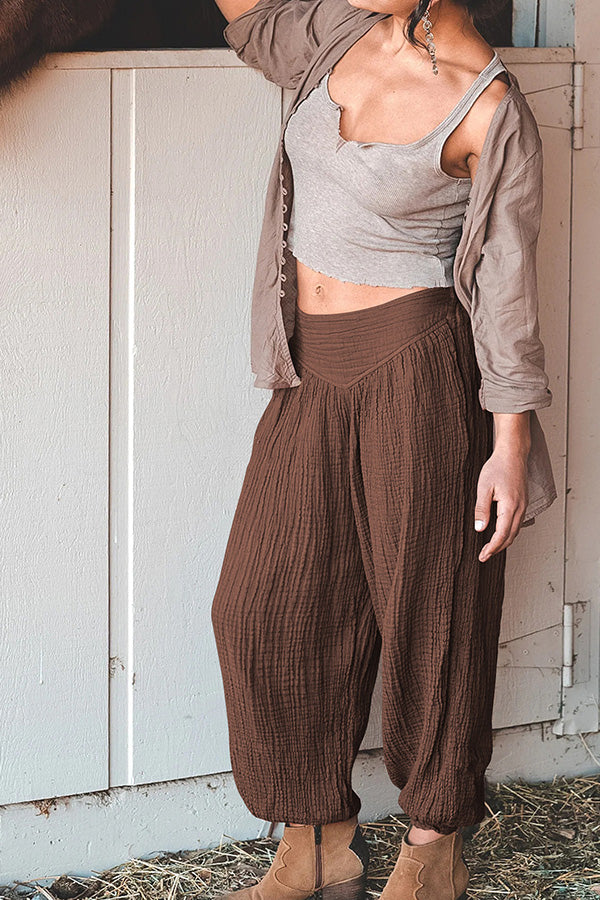 Loose wide leg trousers with leggings and sports trousers Brown