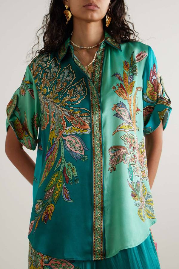 Franca Oversized Printed Silk-satin Shirt Multicolor