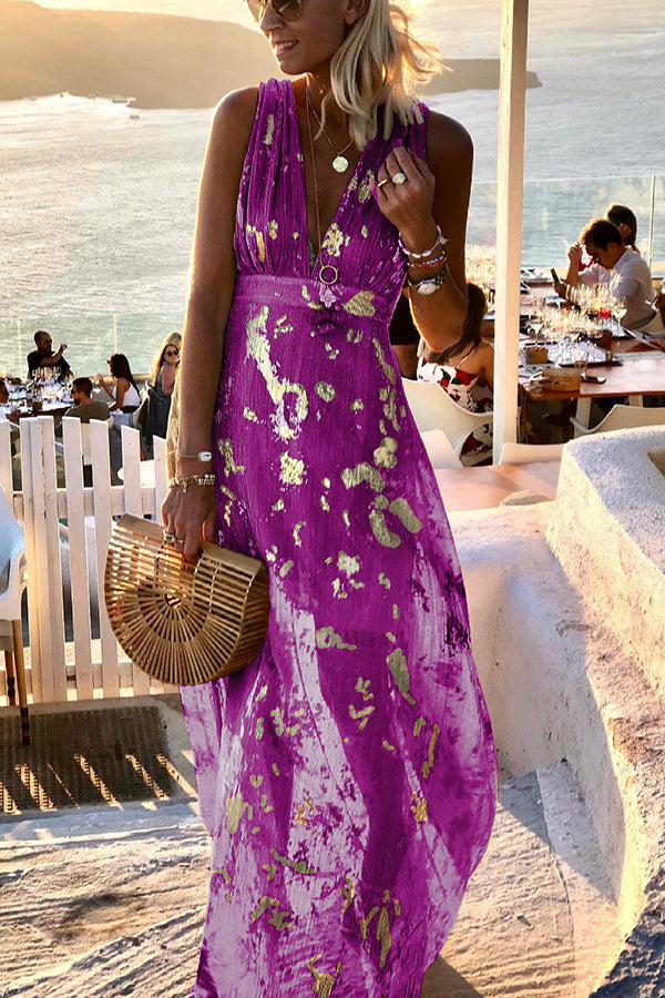 V-neck Maxi Dress Purple