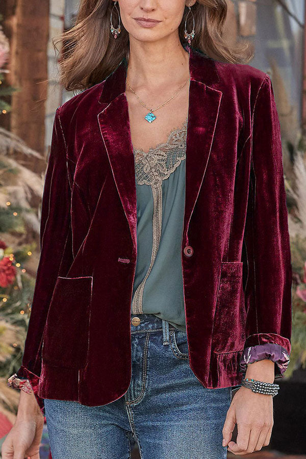 Gold velvet crop top small suit jacket Red