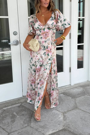 Loving Touch Floral Maxi Dress Ecru