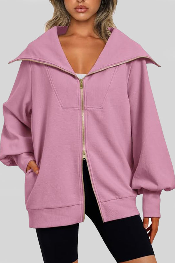 Efan Two Way Zip Pocket Jacket Pink
