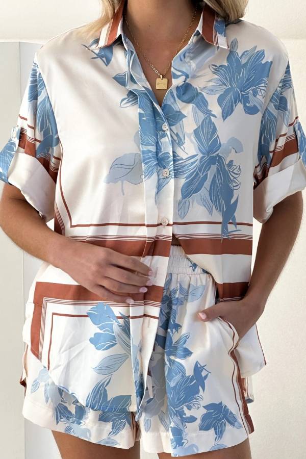 Ensemble décontracté chemise, cardigan et short 