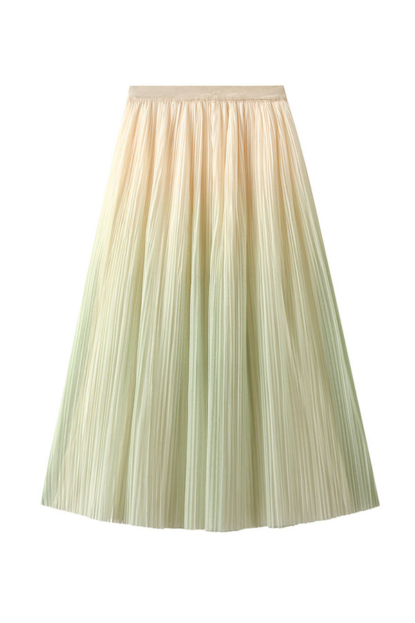 Elegant gradient pleated long skirt 3 one size