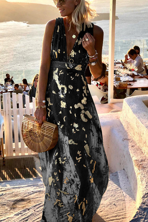 V-neck Maxi Dress Black
