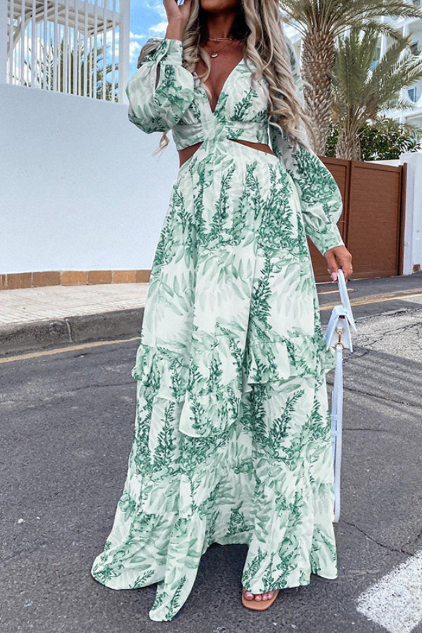 Maxi Dress Whith Neckline Green