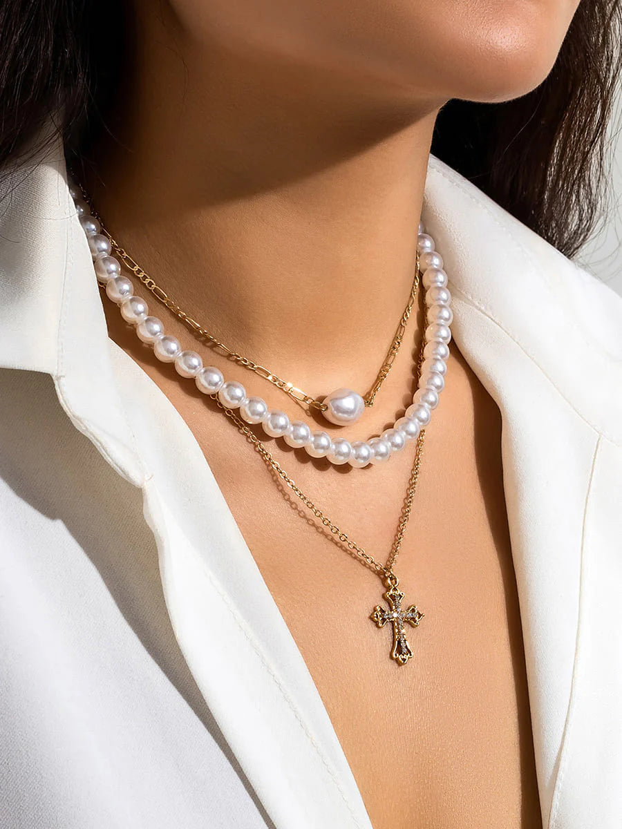 Pearl Multi-Layer Necklace White one size