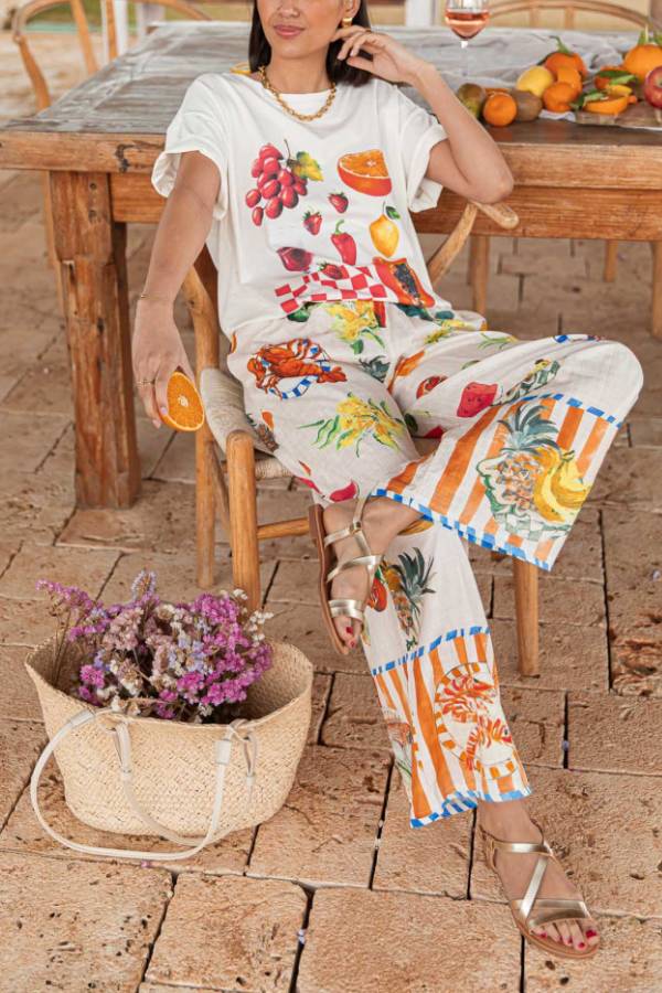 Unique Printed Round Neck Short Sleeve Loose T-Shirt