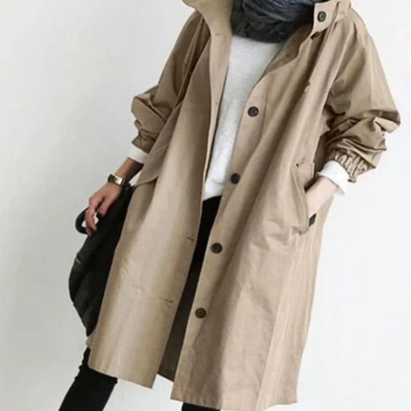 🔥Hot!Water Resistant Oversized Hooded Windbreaker Rain Jacket Khaki