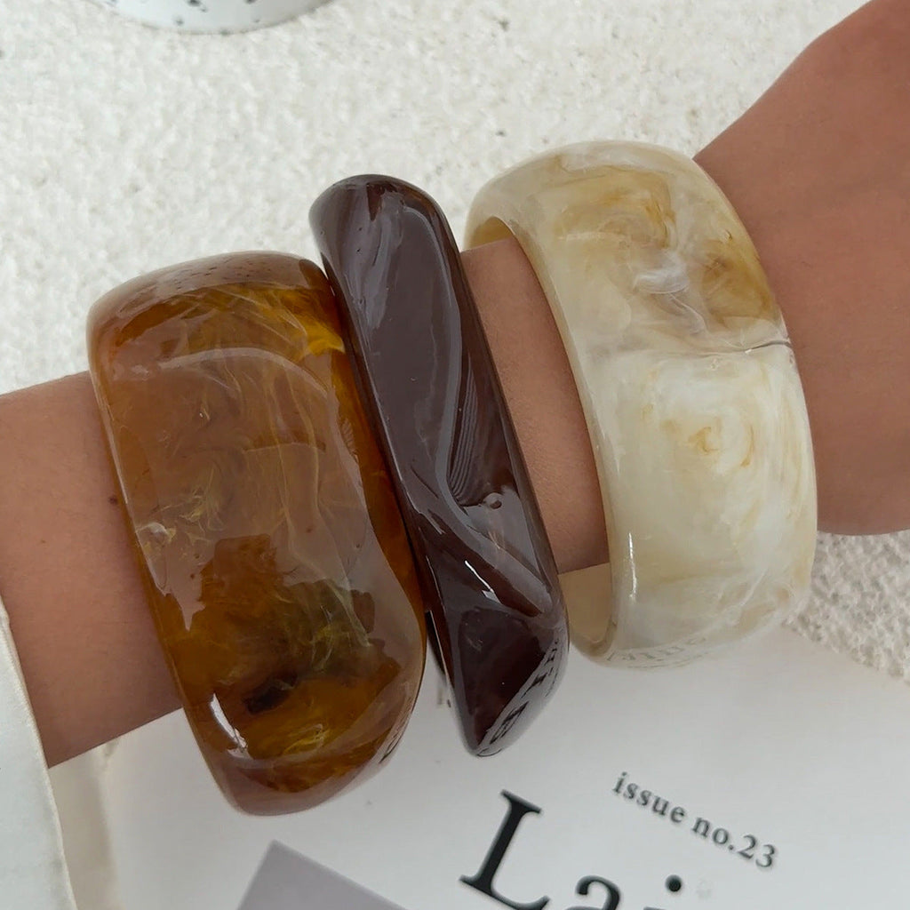 Vintage Swirl Resin Wide Bangle
