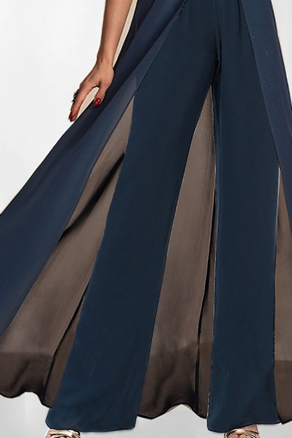 Fashion Solid Color Short Sleeve High Waist Jumpsuit