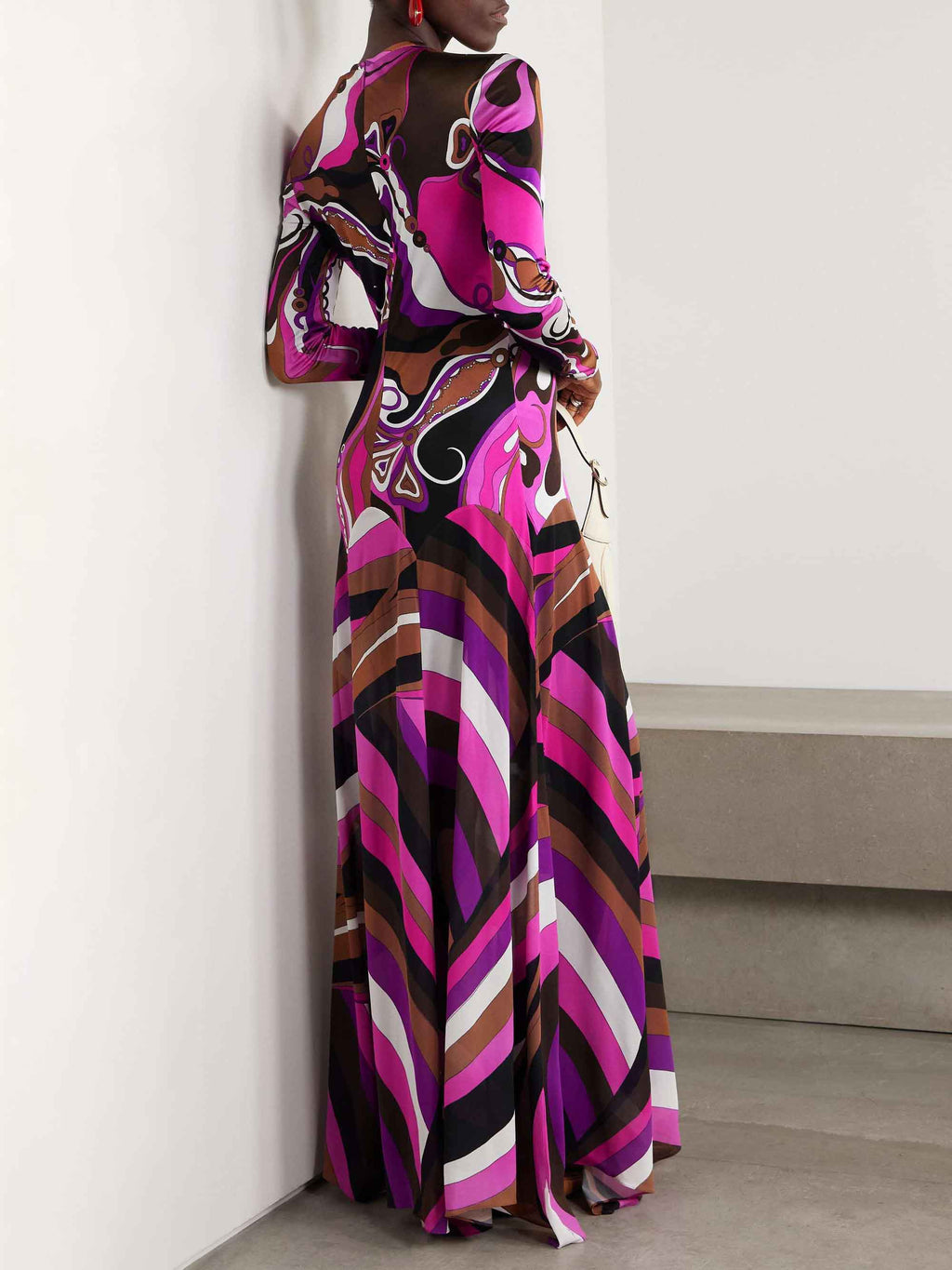 Zartes Maxikleid mit abstraktem Orchideen-Blumendruck