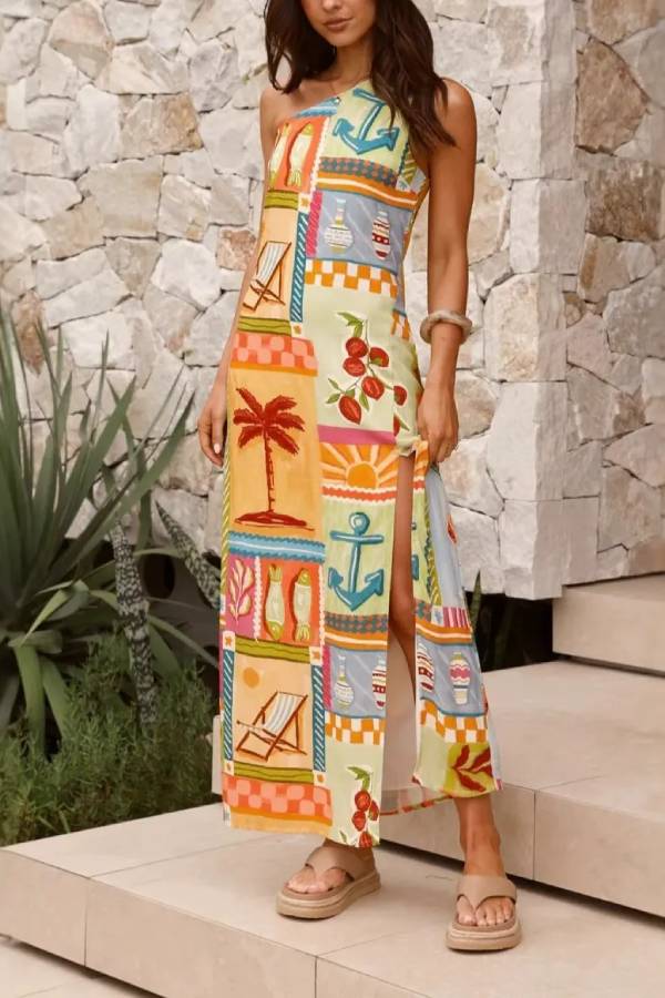 Linen slit waist dress